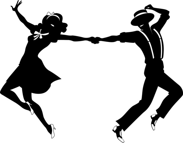 Silueta de una pareja bailando
 - Vector, imagen