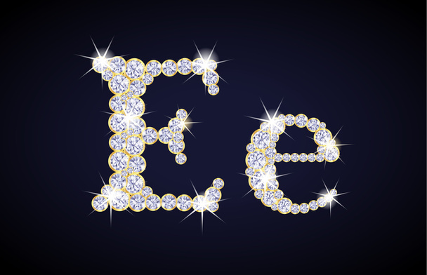 Lettre "E" composée de diamants avec cadre doré. Ensemble alphabet complet
. - Vecteur, image