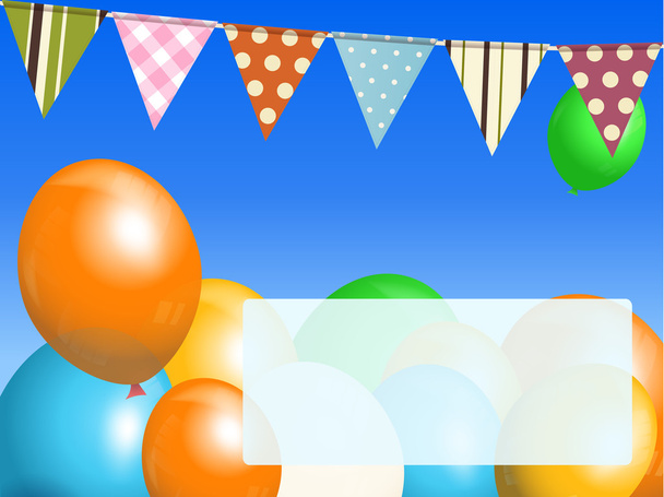 balónky a vlaječek na modré obloze se zprávou - Vektor, obrázek