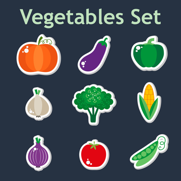 set van plantaardige stickers - Vector, afbeelding