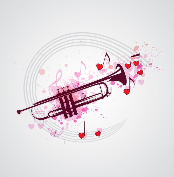Music background with trumpet - Vector, Image