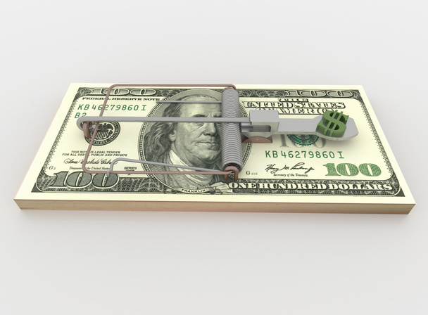 Armadilha de rato de 100 dólares Bill Bundle, Render em branco
 - Foto, Imagem