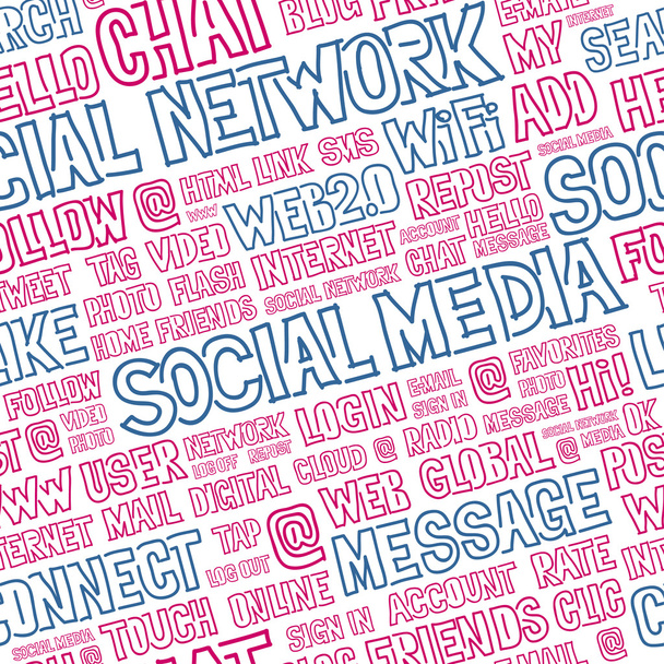 Szociális média szó Seamless Pattern - Vektor, kép