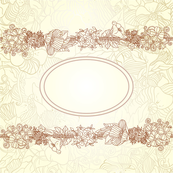 Vector floral invitation card, flowers and leaves - Vettoriali, immagini
