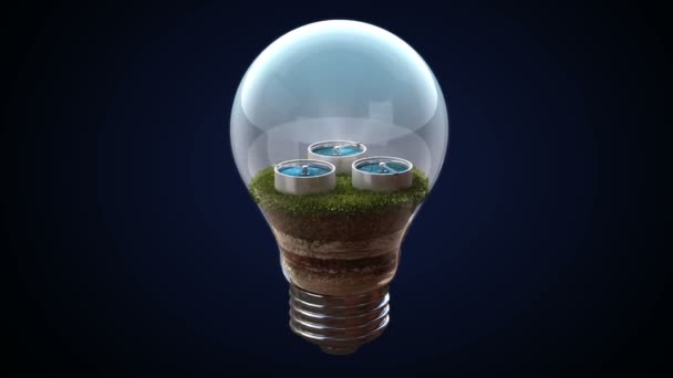 Hydraulische Energie macht die Glühbirne zu umweltfreundlicher Energie. - Filmmaterial, Video