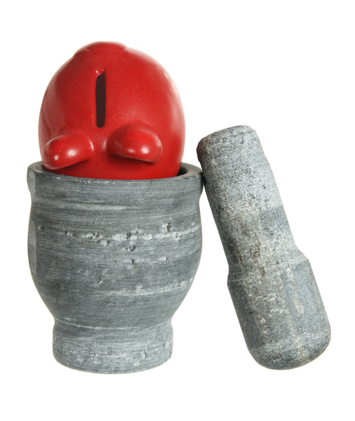 Mortar with Piggy Bank - Foto, afbeelding