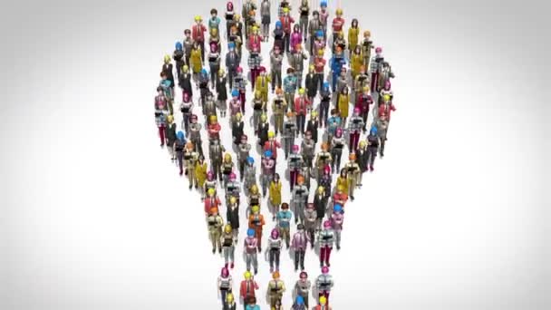 Many people makes bulb light shape, using smart phone. Teamwork,and idea - Footage, Video