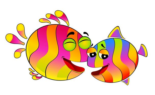 Colorful tropical fish in love for the day of Valentine - Vector, Image