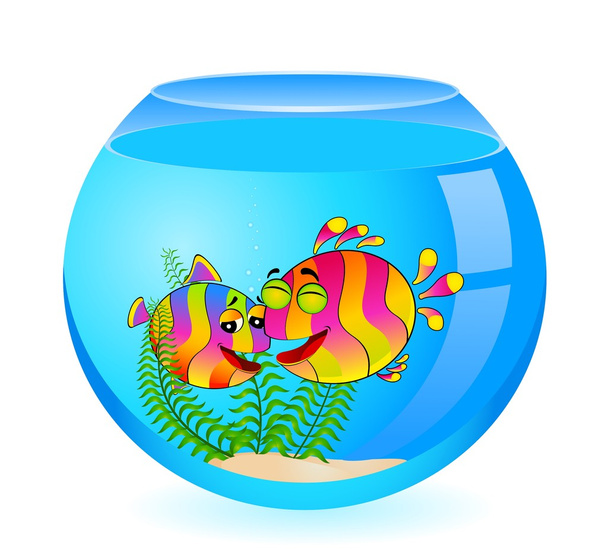 Little colorful tropical fish in aquarium - Vector, Image