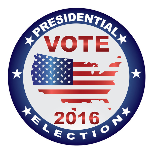 Ψηφοφορία 2016 ΗΠΑ προεδρικές εκλογές κουμπί Vector εικονογράφηση - Διάνυσμα, εικόνα