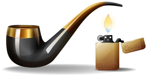 Pipe and lighter - Vector, imagen