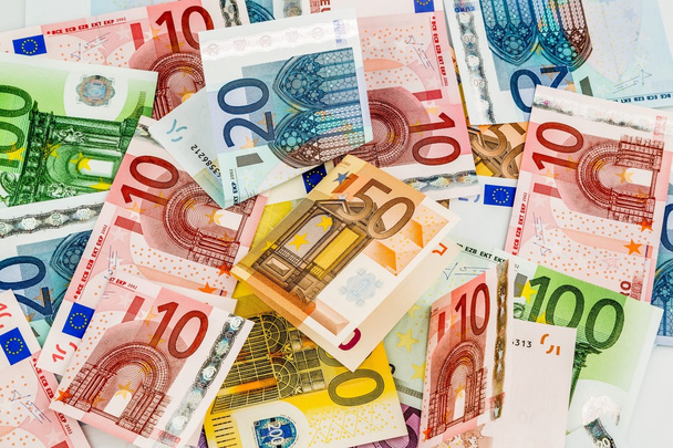 many different euro bills - Photo, Image