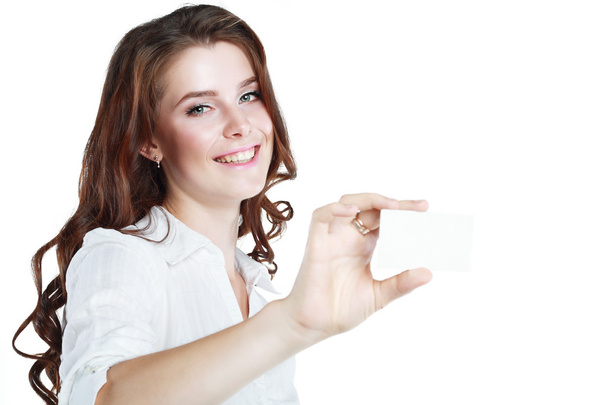 Businesswoman holding  blank card - Foto, immagini