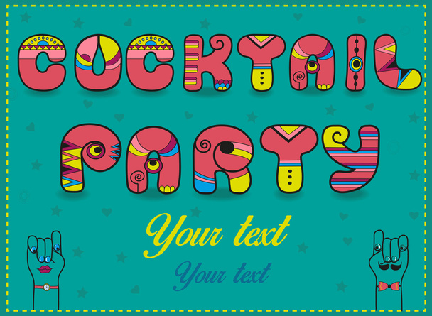 Inscription Cocktail Party. Lettere rosa divertenti con parti luminose
 - Vettoriali, immagini