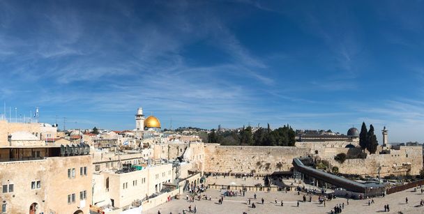 Klaagmuur en de Tempelberg in Jeruzalem - Foto, afbeelding