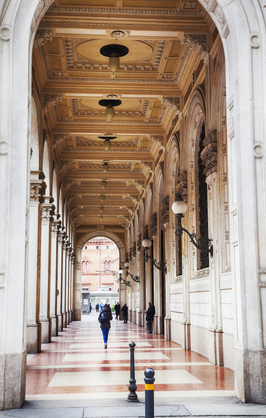 gallery of arcades in Bologna, Italy - Photo, Image