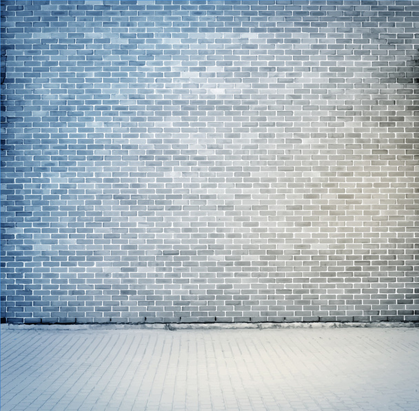 Blue, grey brick wall texture with sidewalk. Vector illustration - Vector, Image
