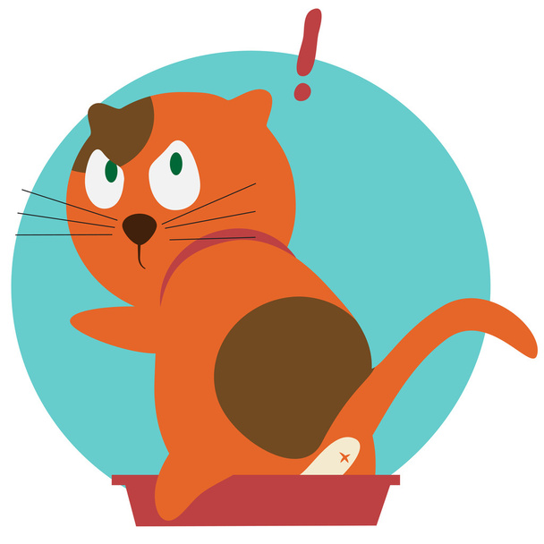 красный кот в туалете
 - Вектор,изображение