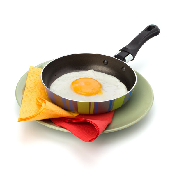 Fried egg on pan - Fotoğraf, Görsel