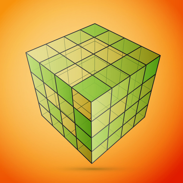Three D cube green - Wektor, obraz