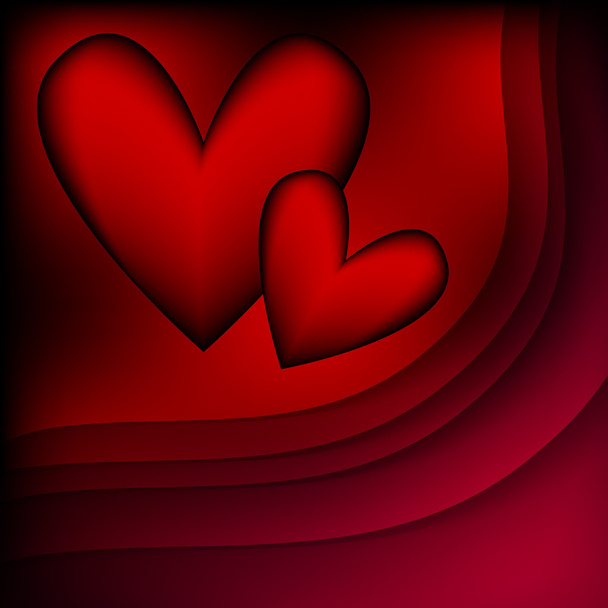 Dark black and red background with hearts - Vector, Image