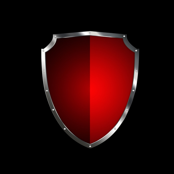 Red shield with silver riveted border. - Φωτογραφία, εικόνα