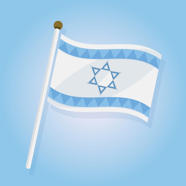 青のグラデーションの背景に抽象的な傾斜イスラエル フラグ アイコン - ベクター画像