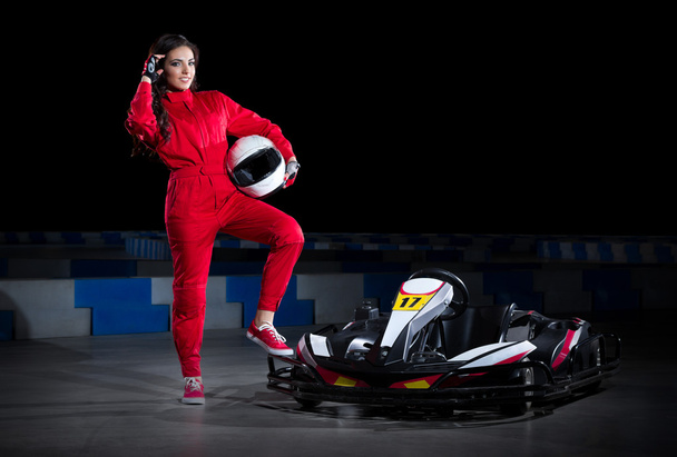Young girl karting racer - Foto, Imagen