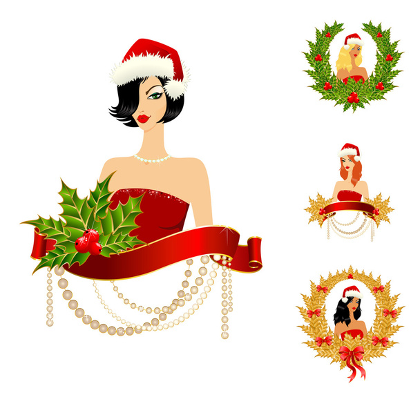 Beautiful snow Maidens on a background for Christmastides - Vector, Image