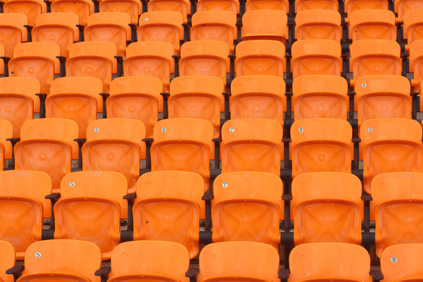 Seat of grandstand in an empty stadium - Photo, Image