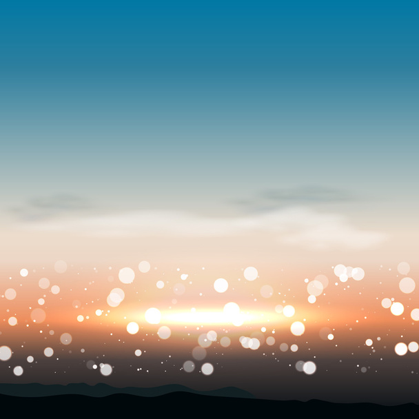 ベクトルの夕日と自然な背景 - ベクター画像