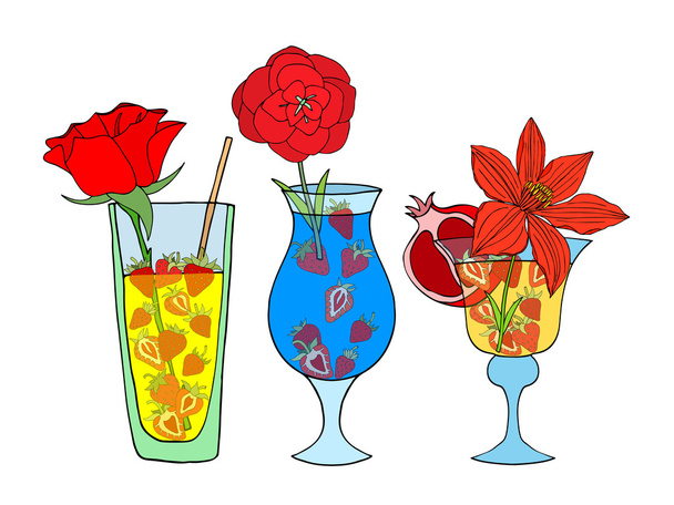 Tropical Love cocktail - Vetor, Imagem