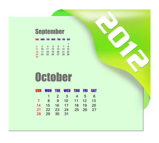 oktober van 2012 kalender - Foto, afbeelding