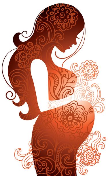 silhouette della donna incinta - Vettoriali, immagini
