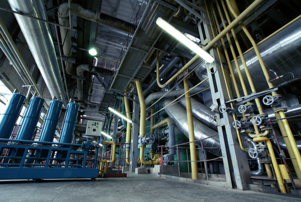 Промислова зона, сталеві трубопроводи, клапани і насоси
 - Фото, зображення