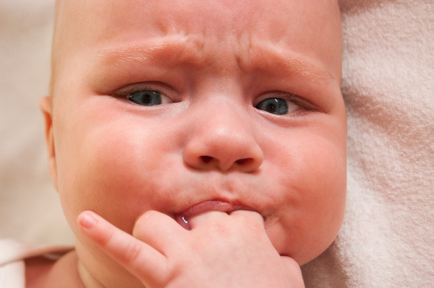 Bright closeup portrait of baby crying - Foto, Imagem