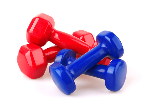 Red and blue dumbbells - Photo, Image
