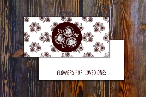 シームレスなパターンと花の要素カード テンプレート - ベクター画像