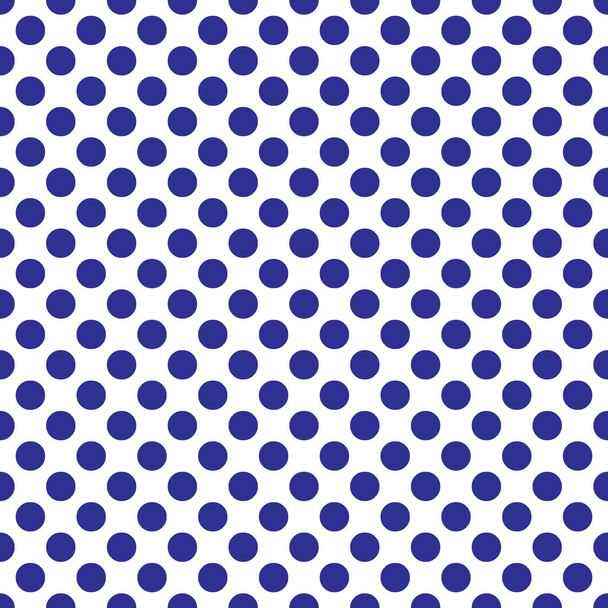 Padrão de pontos sem costura vetor azul polka no fundo branco
 - Vetor, Imagem