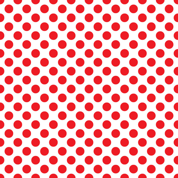 Seamless vector red polka dots pattern on white background - Vector, Image
