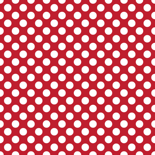 Seamless vector white polka dots pattern on dark red background - Vector, Image