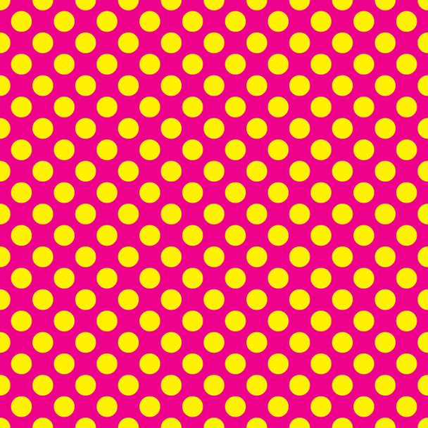 Bezešvá vektorová žluté puntíky vzorek na růžovém pozadí - Vektor, obrázek