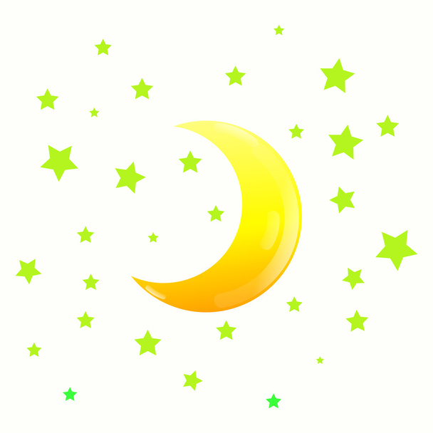 Vector moon and stars. - Vector, Image