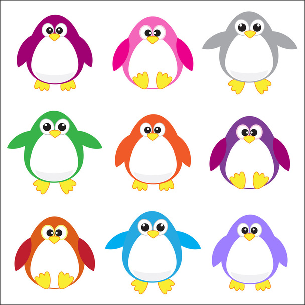 Color penguins clip art - Vector, Image
