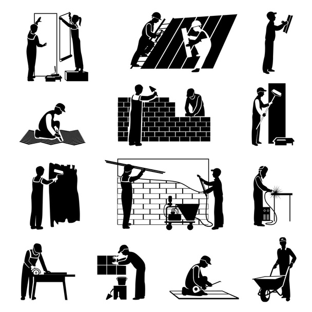 Iconos de los trabajadores Negro
 - Vector, imagen