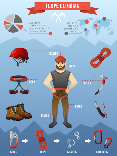Βουνά αναρρίχηση infographics αφίσα - Διάνυσμα, εικόνα