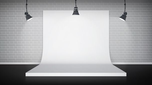 Studio interior with white backdrop  - Vector, Image