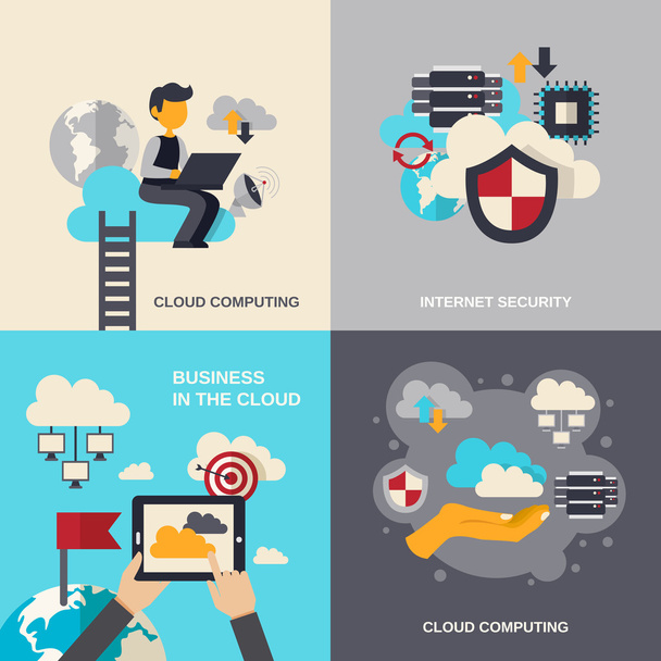 Cloud Computing Flatset - Vektor, Bild