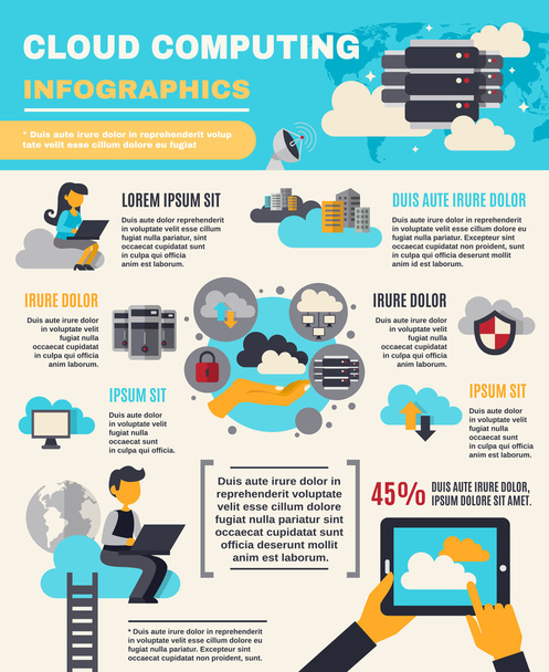 bulut bilgi işlem infographics - Vektör, Görsel