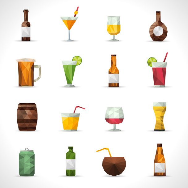 Alcohol Drinks Polygonal Icons - Vector, Image